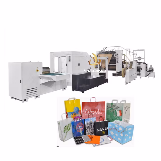 Vollautomatische Roll-Fed-Papiertütenmaschine mit gedrehtem Griff und quadratischem Boden für Einkaufstaschen, Kleidersäcke, Lebensmittelbeutel