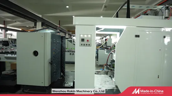 Automatische Papiertütenformmaschine. Maschine zur Herstellung scharfer Lebensmittelpapiertüten mit flachem Boden